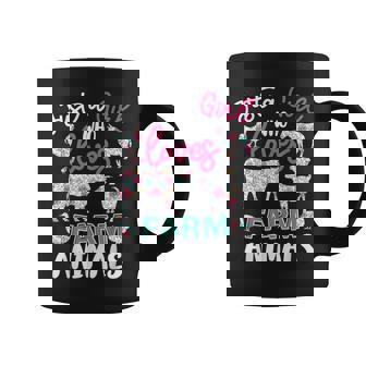 Just a Girl Who Loves Farm Animals Cows Pigs Goats Flower Graphic Print Coffee Mug - Monsterry