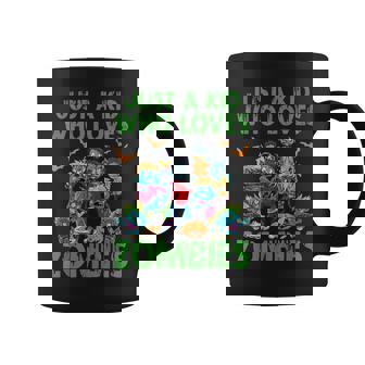 Just A Kid Who Loves Zombies Halloween Zombie Enthusiast Graphic Print Coffee Mug - Monsterry