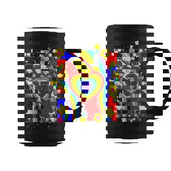 Kidcore Aesthetic Rainbow Heart Flowers Retro 80s 90s Groovy Graphic Print Coffee Mug - Monsterry