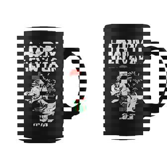 Kids Happy New Year T Rex Dino Dinosaur Christmas Pajamas Graphic Print Coffee Mug - Monsterry