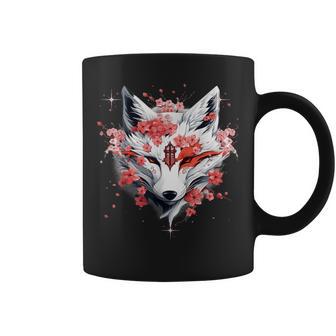 Kitsune Fox Mask Japanese Anime Kawaii Blossom Cherry Flower Tassen - Geschenkecke