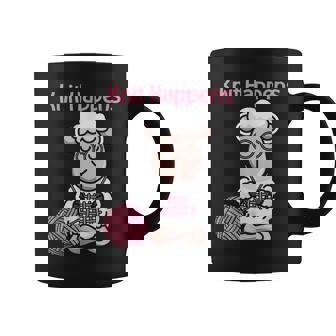 Knit Happens Cute Knitting Sheep For Knitters Graphic Print Coffee Mug - Monsterry