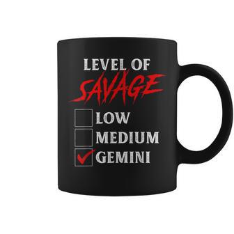 Level Of Savage Gemini Shirt Zodiac Queen King Girl Graphic Print Coffee Mug - Monsterry
