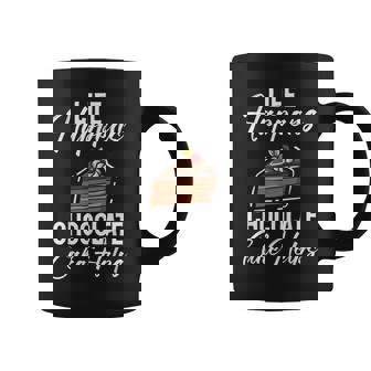 Life Happens Chocolate Cake Helps Chocolate Cake Graphic Print Coffee Mug - Monsterry