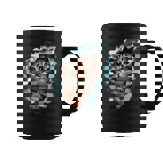 Lindo Gatito Realista Gato Emergente Gatos Amantes Gatitos Cuello Taza de café - Regaloses