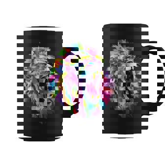 Lion Colorful Roaring Lion's Head Artistic Taza de café - Regaloses