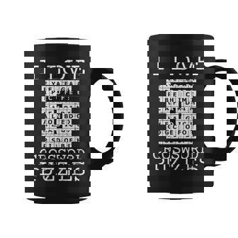 I Love Coffee And Crossword Puzzle Solve Squares Vocabulary Graphic Print Coffee Mug - Monsterry