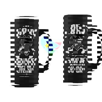 I Love My Country South Sudan With Sudanese Flag In a Heart Graphic Print Coffee Mug - Monsterry