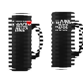 I Love Heart Haunted Houses Minimalist Halloween Scary Movie Graphic Print Coffee Mug - Monsterry
