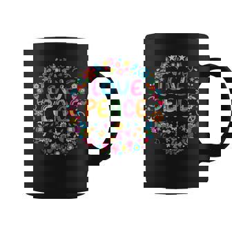 Love Peace Flower Power Flowers 60s 70s Graphic Print Coffee Mug - Monsterry