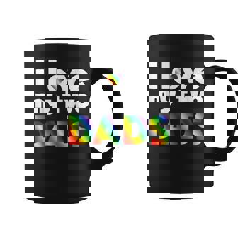 I Love My Two Dads Gay Pride Flag LGBTQ Cool LGBT Ally Graphic Print Coffee Mug - Monsterry