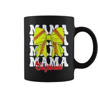 Mama Softball Coquette Bow Game Day Softball Coffee Mug - Thegiftio UK