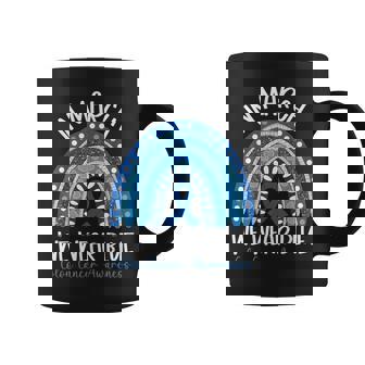 In March We Wear Blue Ribbon Rainbow Colon Cancer Awareness Coffee Mug - Thegiftio UK