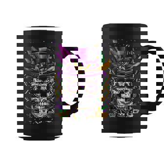 Mardi Gras Skull Top Hat Beads Mask New Orleans Louisiana Coffee Mug | Mazezy
