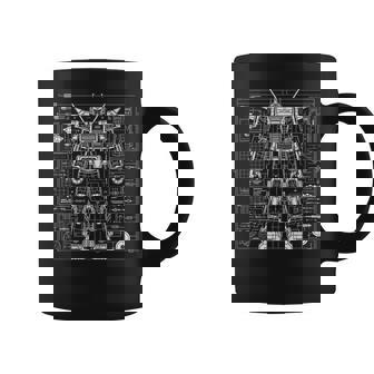 Mech Warrior Blueprint Shirt Mighty Tech Robot Fighter Graphic Print Coffee Mug - Monsterry