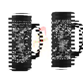 Merry Christmas Ornament Whiskered Screech-Owl Ugly Xmas Graphic Print Coffee Mug - Monsterry