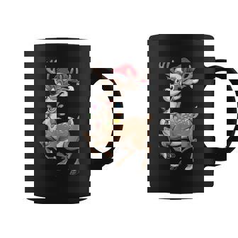 Merry Christmas Reindeer Light Christmas Horn Graphic Print Coffee Mug - Monsterry