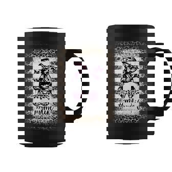 Mom Life Bleached Messy Bun Leopard Mama Coffee Mug - Seseable