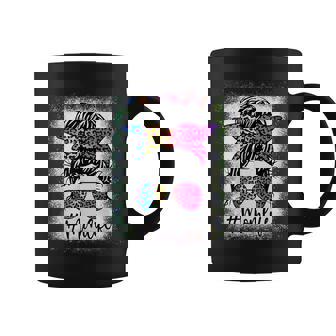 Mom Life Bleached Rainbow Leopard Messy Bun Coffee Mug - Thegiftio