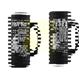 My Mom Wears Combat Boots Dog Tags Proud Military Son Graphic Print Coffee Mug - Monsterry