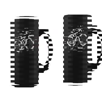 Mountain Bike Parts MTB Bike Anatomy Cross Cycling Graphic Print Coffee Mug - Monsterry