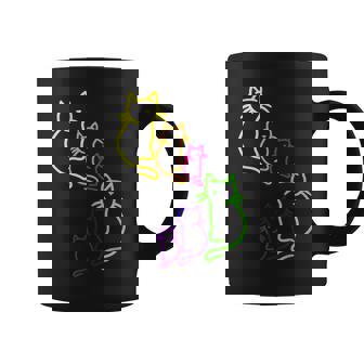 Multicolor Arco Iris Gatos Familiaintage Gato 80 90 Retro Taza de café - Regaloses