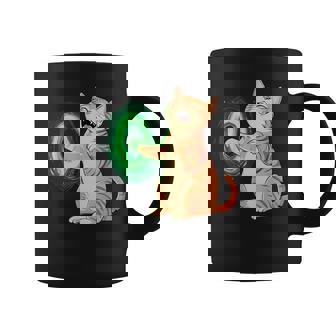 Naughty Cat With Portal Middle Finger On The Back Costume Graphic Print Coffee Mug - Monsterry