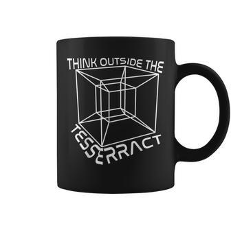 Nerdy Think Outside The Tesseract Math Teacher Graphic Print Coffee Mug - Monsterry