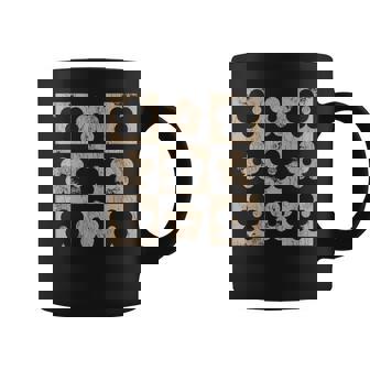 Neutral Checkerboard Daisy Flowers Retro Boho Floral Women Coffee Mug | Seseable CA