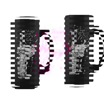 New Years 2025 Pink Champagne Shirt Wine Bottle Disco Balls Graphic Print Coffee Mug - Monsterry