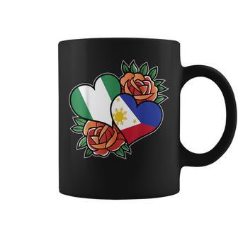 Nigeria Philippines Flag Heart Half Nigerian Half Filipino Graphic Print Coffee Mug - Monsterry