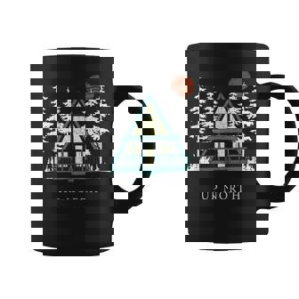 Up North A Frame Cabin Cottage Forest Sunset Graphic Print Coffee Mug - Monsterry