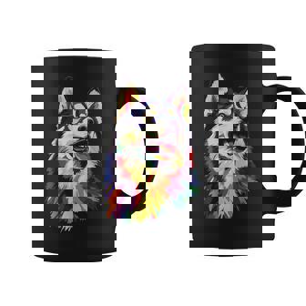 Obra De Arte Con Motivo De Perro Husky Para Mascotas Husky Taza de café - Regaloses