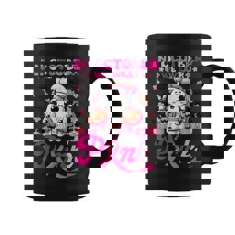 In October We Wear Pink Cute Ghost Lunch Lady Breast Cancer Graphic Print Coffee Mug - Monsterry