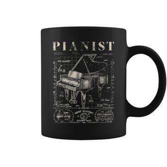 Old Grand Piano Chemiseintage Brevet Dessin Imprimé Pianiste Tasse - Cadeauxyz