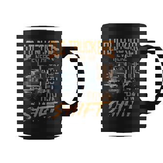 Old Truckers Never Die They Just Down Shift Meme Graphic Print Coffee Mug - Monsterry