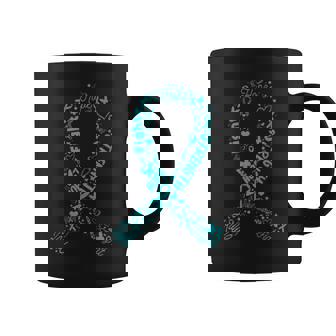 Ovarian Cancer Teal Awareness Ribbon Mother's Day Coffee Mug | Seseable CA
