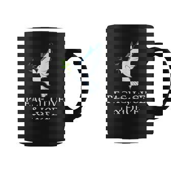 PEACE LOVE HOPE DOVE OLIVE BRANCH Graphic Print Coffee Mug - Monsterry