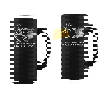 Peace Love Tacos Retro Tacos Lover Food Lover Graphic Print Coffee Mug - Monsterry