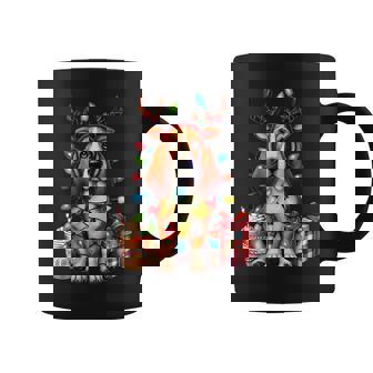 Pet Animal Basset Hound Dog Lover Reindeer Christmas Light Graphic Print Coffee Mug - Monsterry