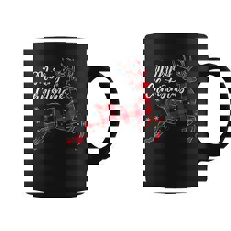 Plaid Buffalo Deer Christmas Pajamas Family Xmas Lights Kids Graphic Print Coffee Mug - Monsterry