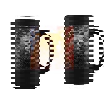Portrait De Drapeau Américain Grizzly Bear Patriotique Tasse - Cadeauxyz