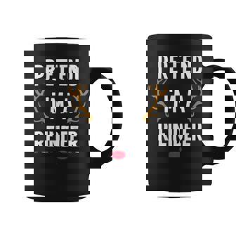 Pretend I'm A Reindeer Lazy Christmas Costume Xmas Graphic Print Coffee Mug - Monsterry