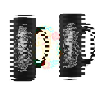 Pretty Girl Gypsy Fortune Teller Traditional Tattoo Flash Graphic Print Coffee Mug - Monsterry