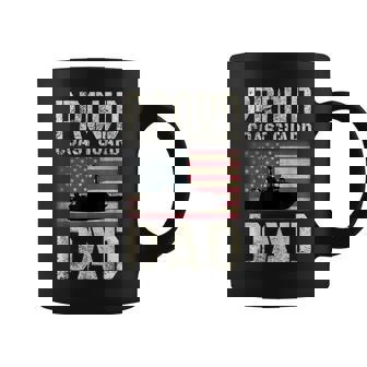 Proud Coast Guard Dad USCG American Flag Graphic Print Coffee Mug - Monsterry