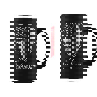 Proud Fire Mom Of A Firefighter Mother Heart Coffee Mug - Seseable