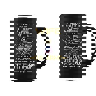Proud Wife Of A US Army Veteran Flag Veterans Day Coffee Mug - Seseable