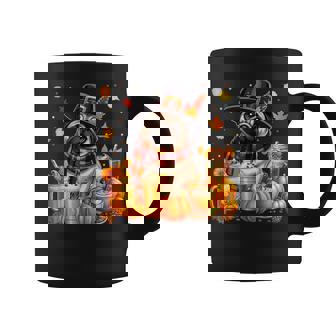 Pug Thanksgiving Drinks Coffee Fall Leaves Pumpkins Graphic Print Coffee Mug - Monsterry
