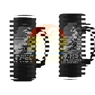 My Pussy Loves A Good Stretch Stretching Cat Graphic Print Coffee Mug - Monsterry