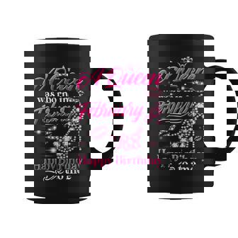A Queen Was Born In February Birthday To Me Diamond Crown Graphic Print Coffee Mug - Monsterry